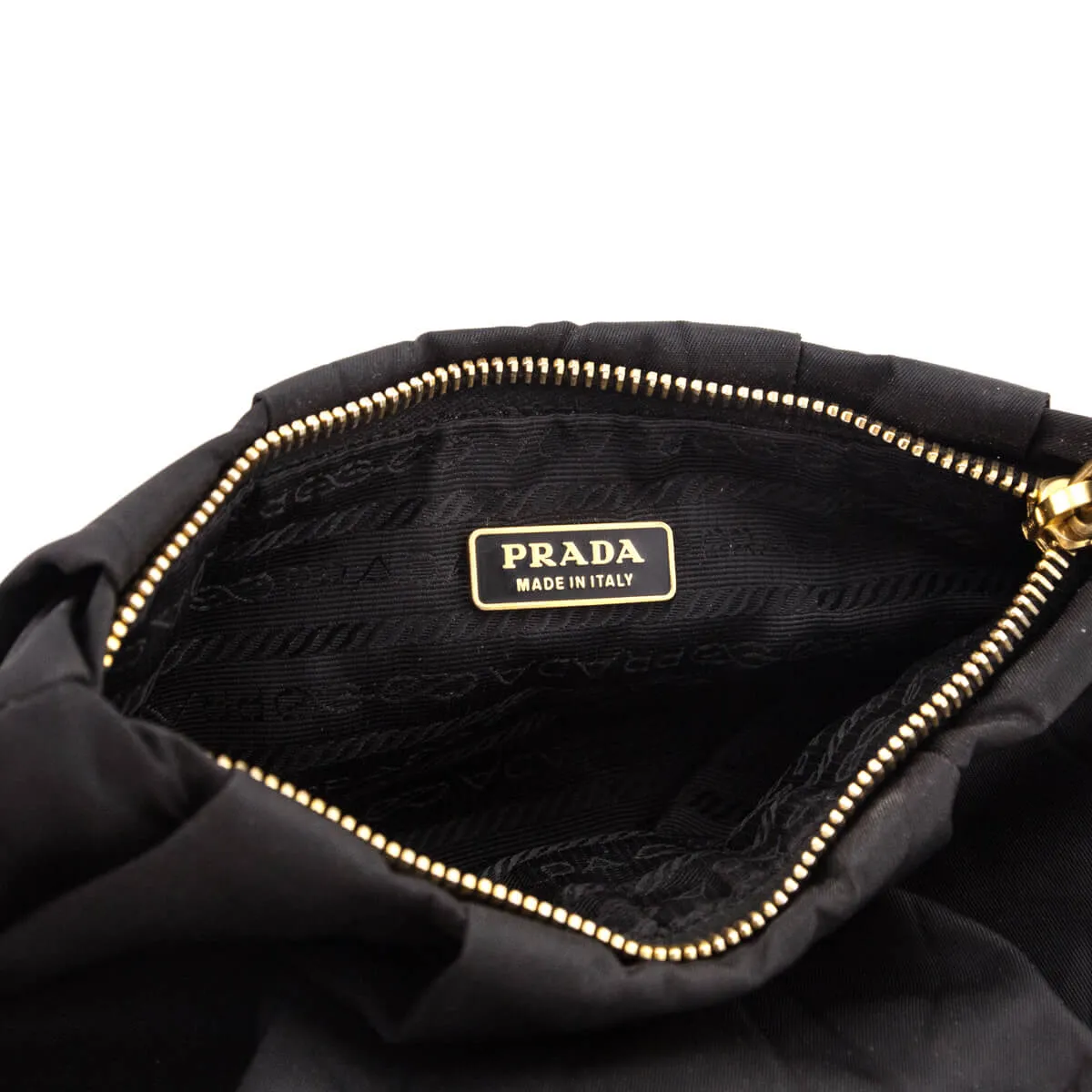 Prada Black Pleated Tessuto Wristlet