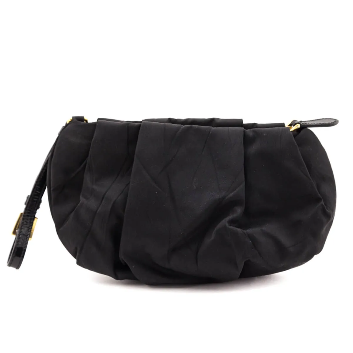 Prada Black Pleated Tessuto Wristlet