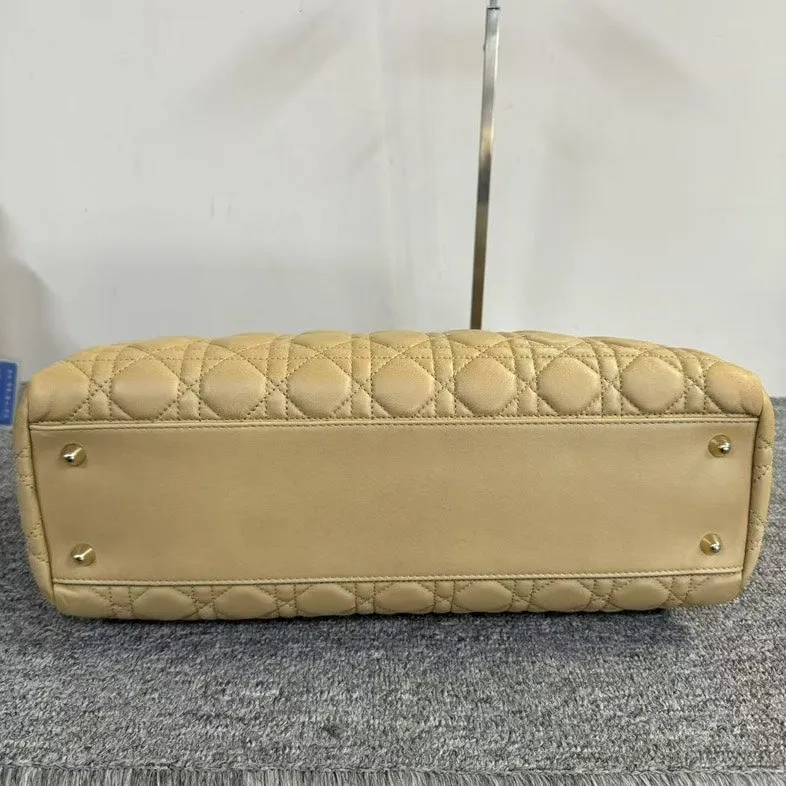 Preloved Dior Cannage Beige Quilted Leather Tote Bag