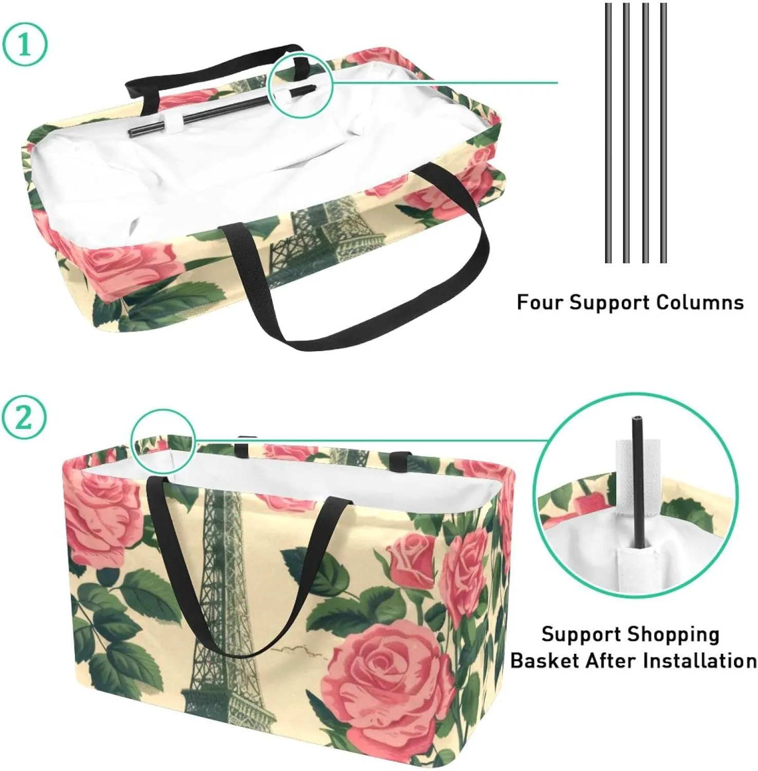 Reusable Grocery Shopping Bag Large Shopping Bag Foldable for Storage Picnic Clothes Pineapple Aesthetic Pattern