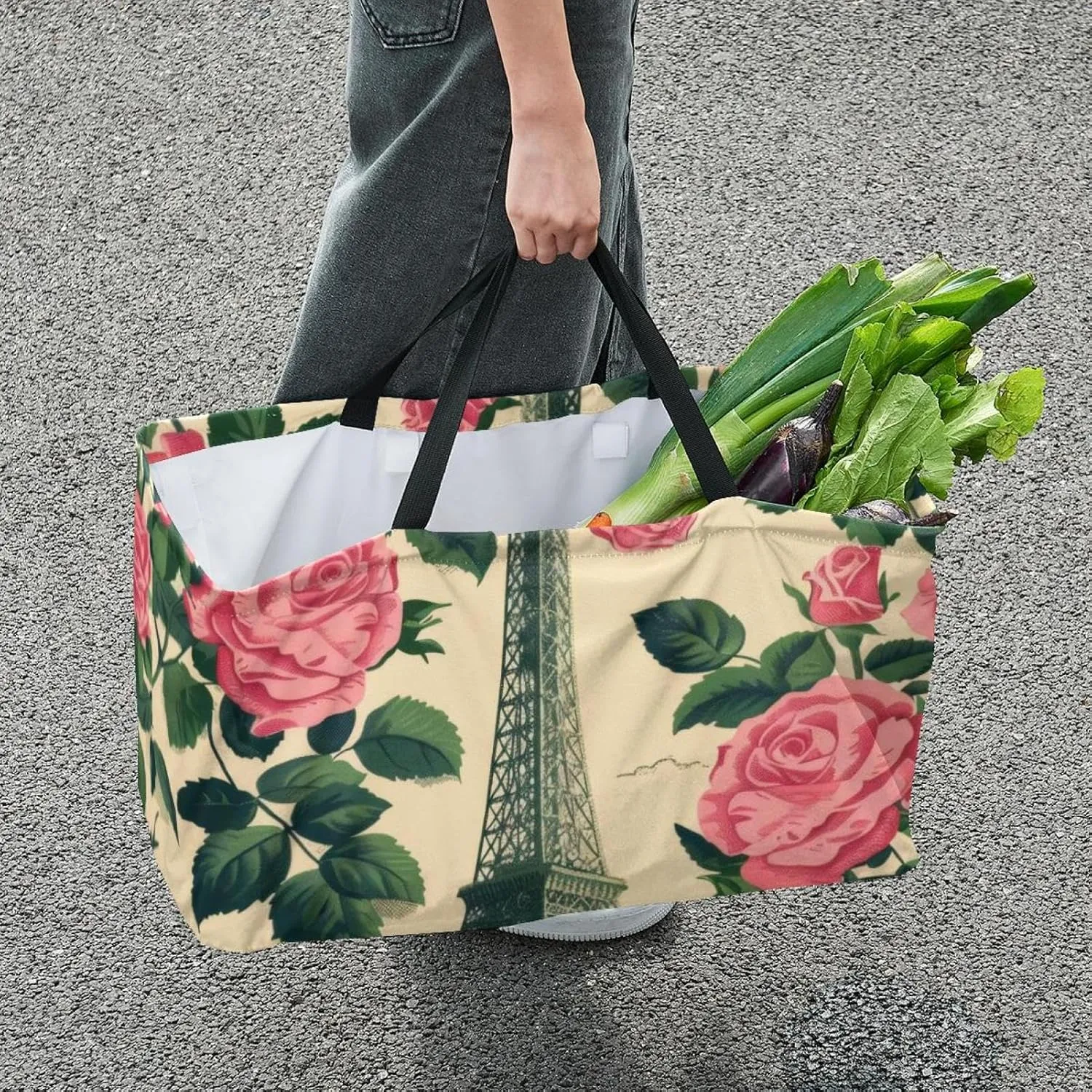 Reusable Grocery Shopping Bag Large Shopping Bag Foldable for Storage Picnic Clothes Pineapple Aesthetic Pattern