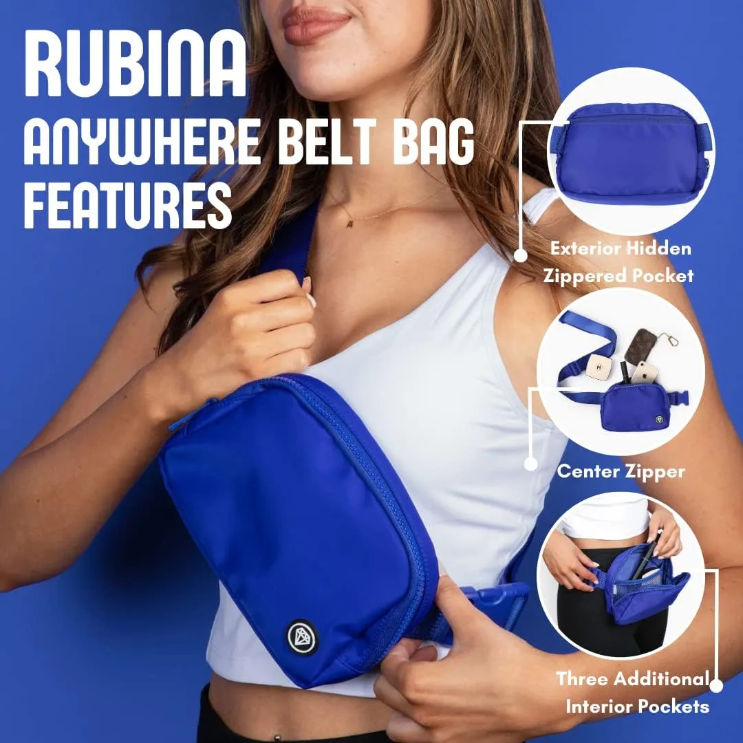 Rubina Anywhere Belt Bag | Cross Body Bag for Women | Adjustable Fanny Pack| Unisex Hip Waist Pack for Hiking, Workout, Running, Traveling Essentials, Music Festival | Beach Must Haves | Cosmic Blue