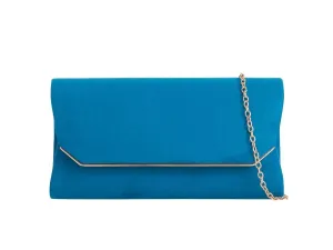Sea Blue Suede Envelope Clutch Bag