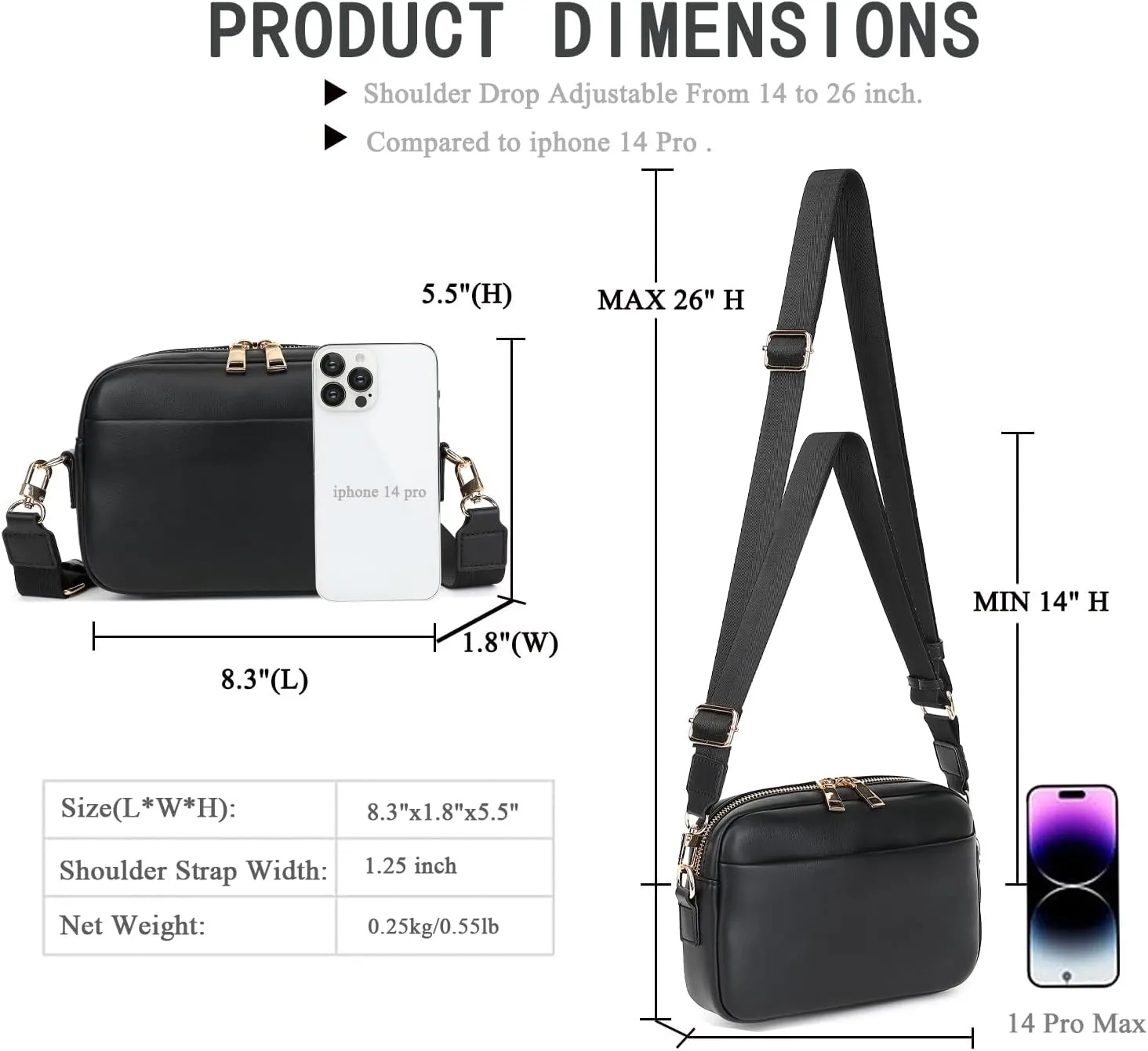 Small Crossbody Bags for Women Vegan Leather Cell phone Purses Mini Shoulder Handbags with Wide Strap