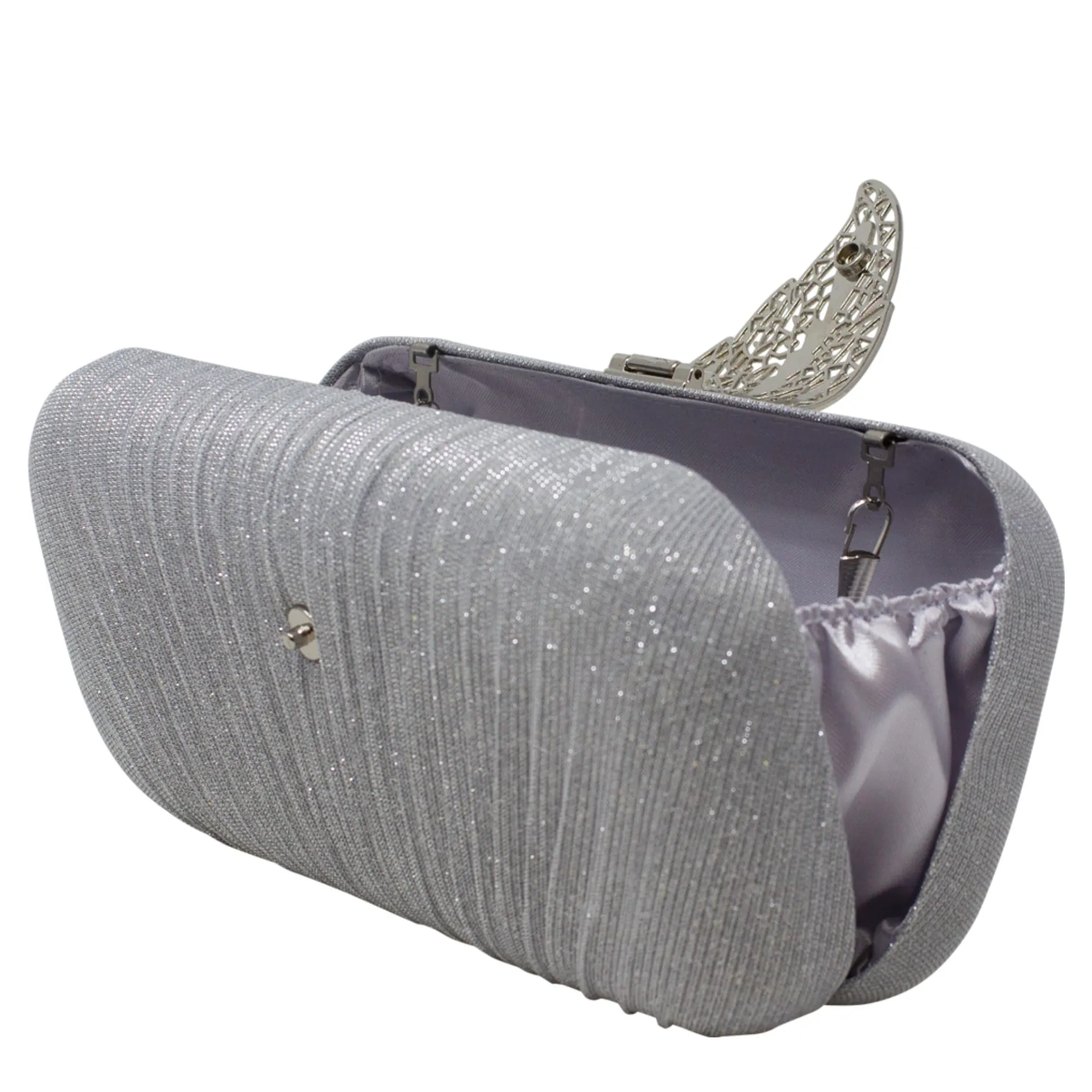 Sparkly Gold Leaf Shimmery Silver Clutch