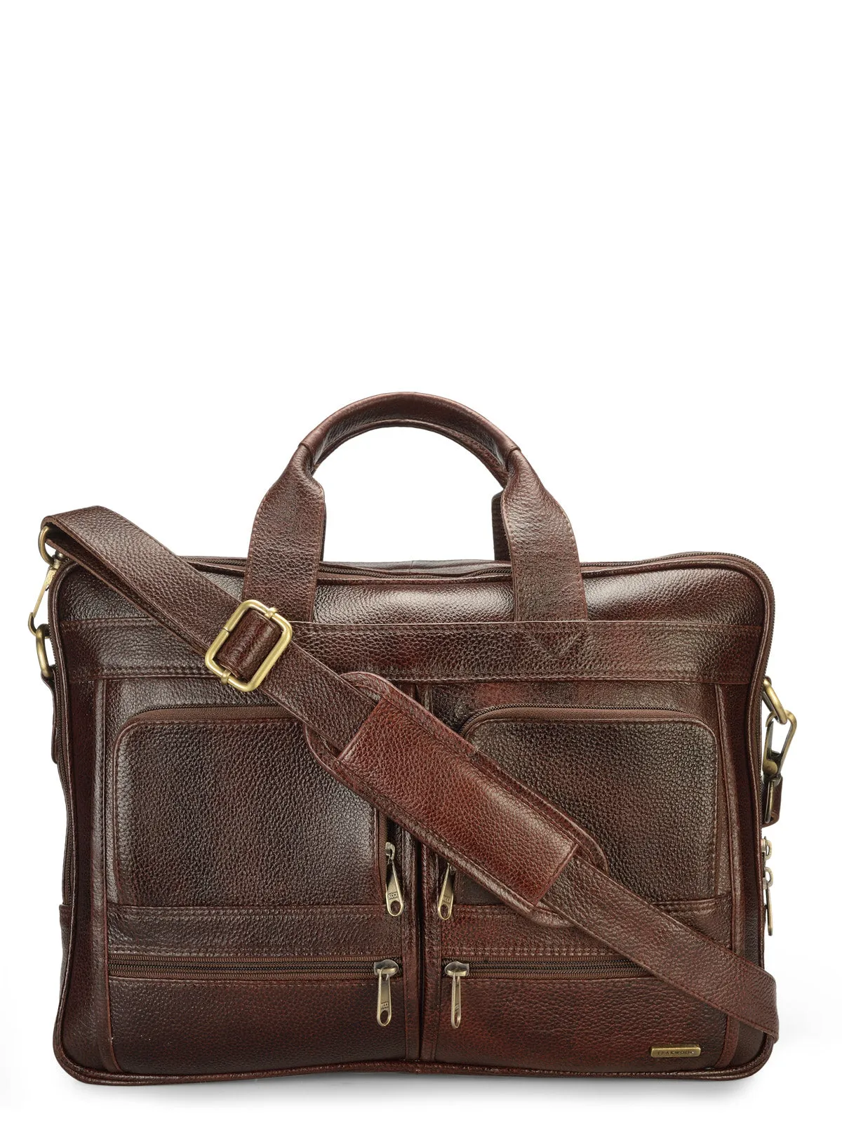 Teakwood Genuine Brown Leather Laptop bag