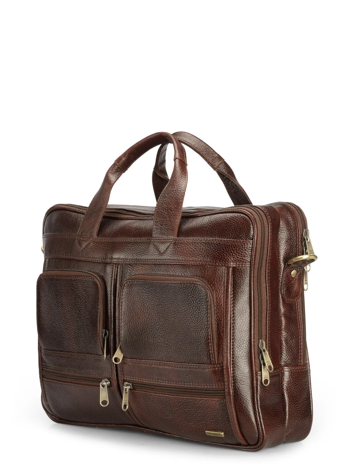 Teakwood Genuine Brown Leather Laptop bag