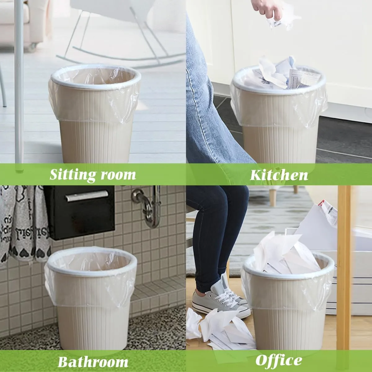 Teivio 4 Gallon 120 Counts Strong Trash Bags Garbage Bags, Bathroom Trash Can Bin Liners, Small Plastic Bags for home office kitchen, fit 12-15 Liter, 3,3.5,4.5 Gal, Clear