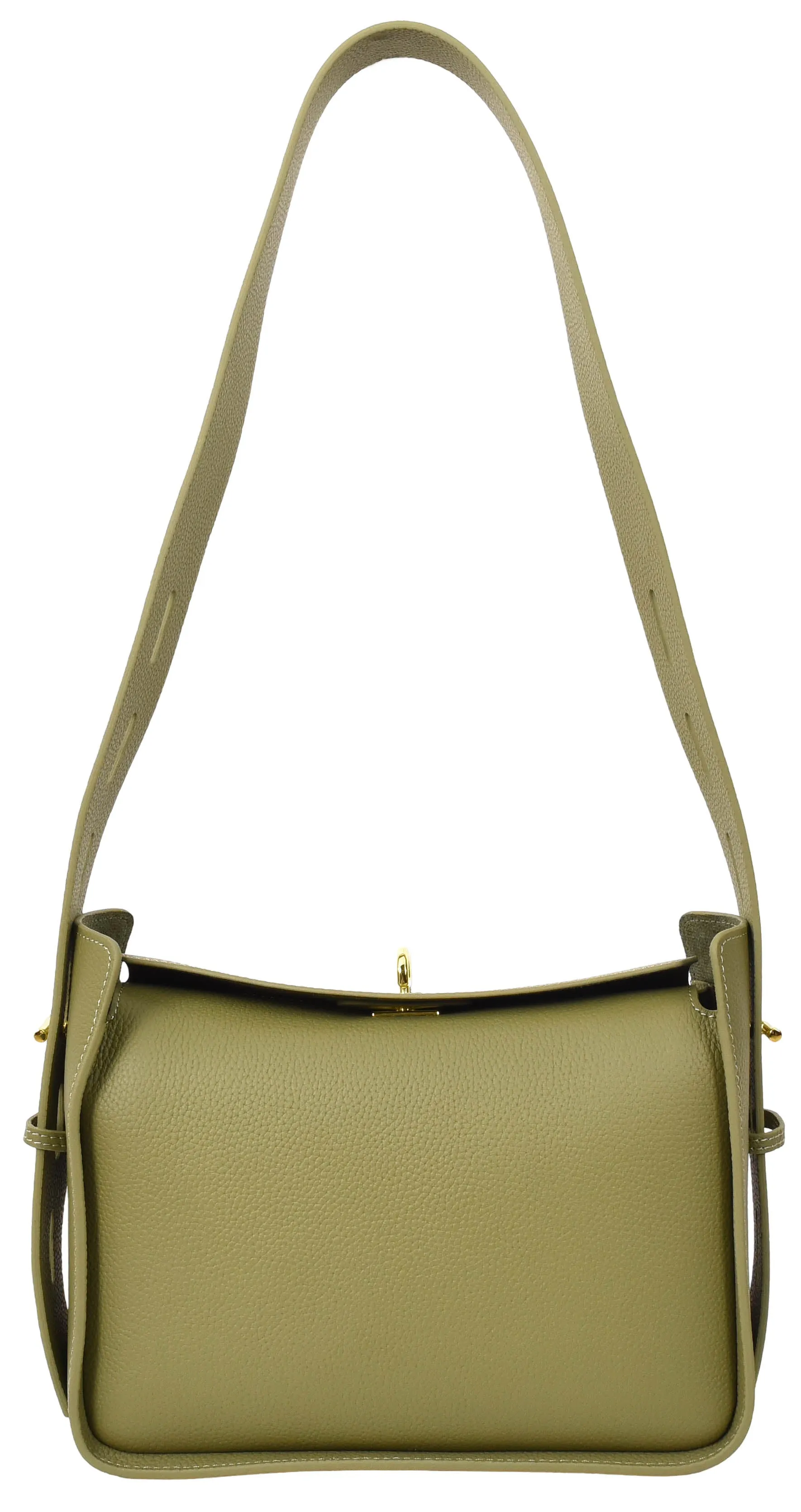 Toronto Women's Classic Real Leather Organiser Shoulder Bag Olive