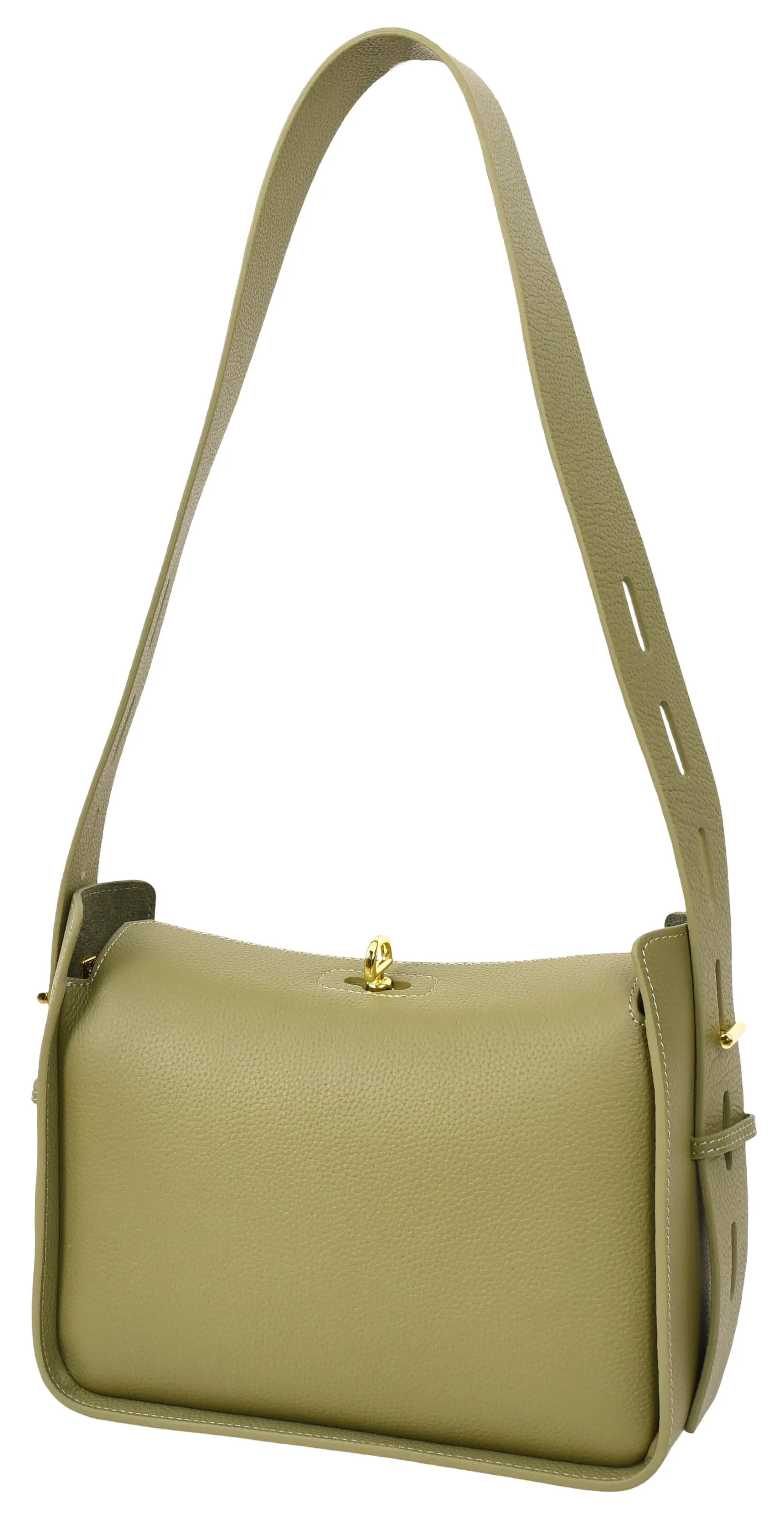 Toronto Women's Classic Real Leather Organiser Shoulder Bag Olive