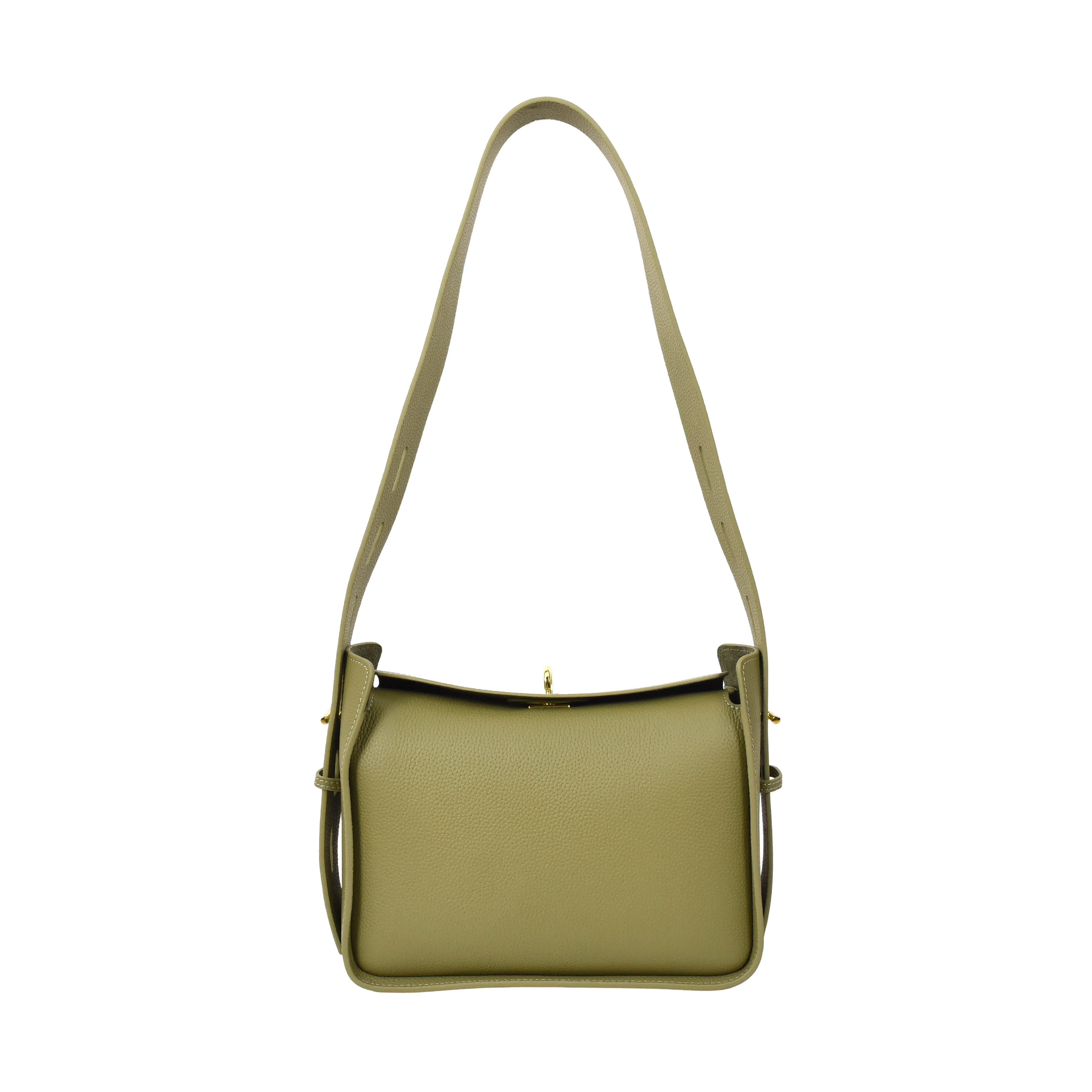 Toronto Women's Classic Real Leather Organiser Shoulder Bag Olive