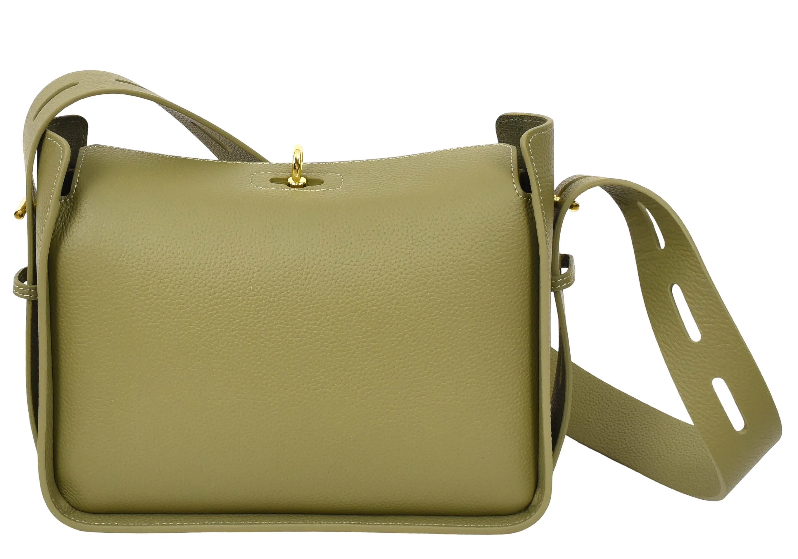 Toronto Women's Classic Real Leather Organiser Shoulder Bag Olive