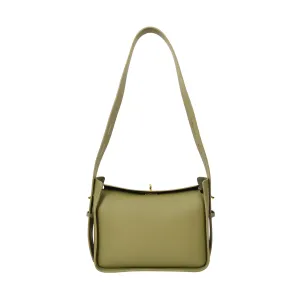 Toronto Women's Classic Real Leather Organiser Shoulder Bag Olive