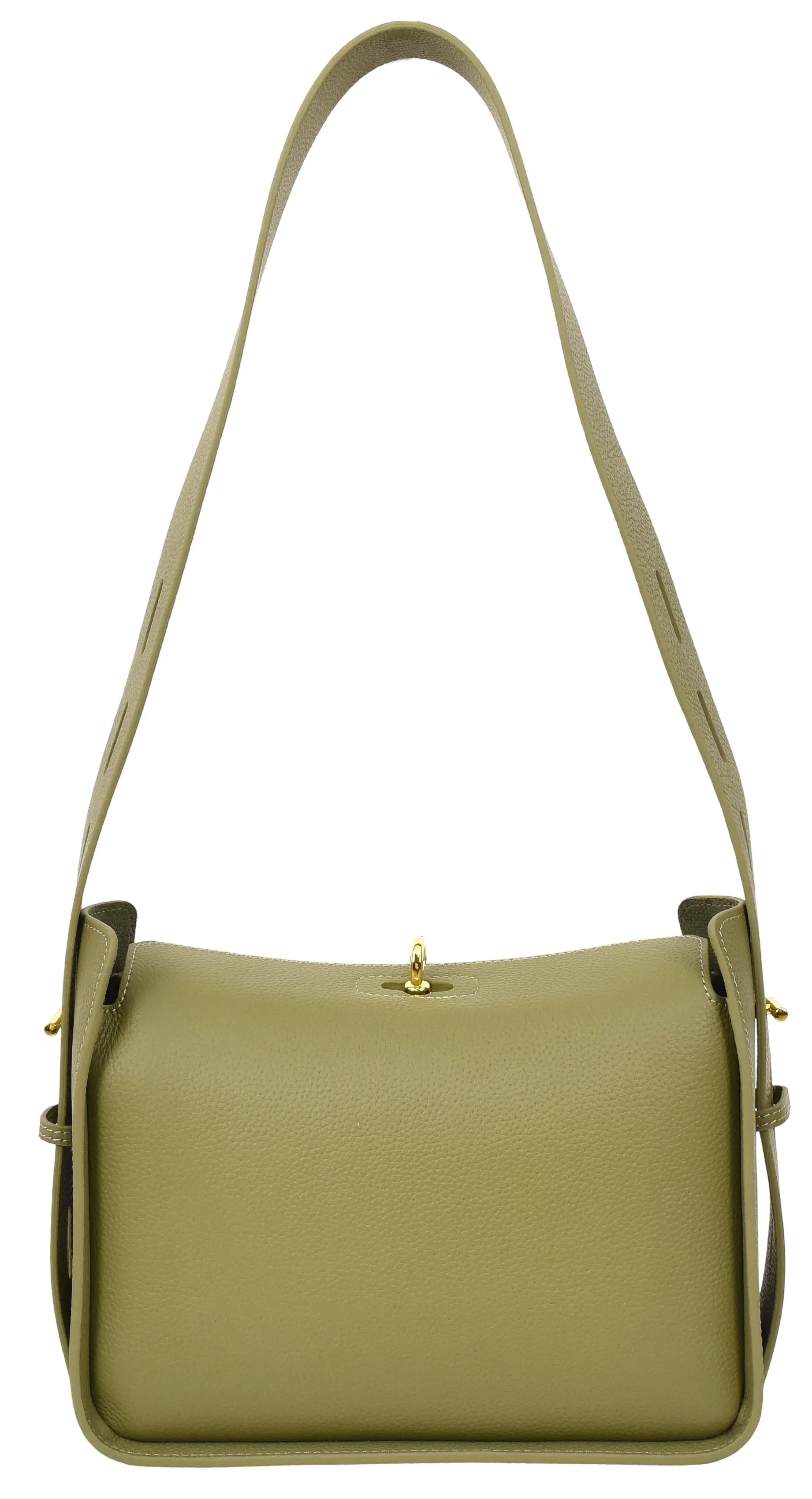 Toronto Women's Classic Real Leather Organiser Shoulder Bag Olive
