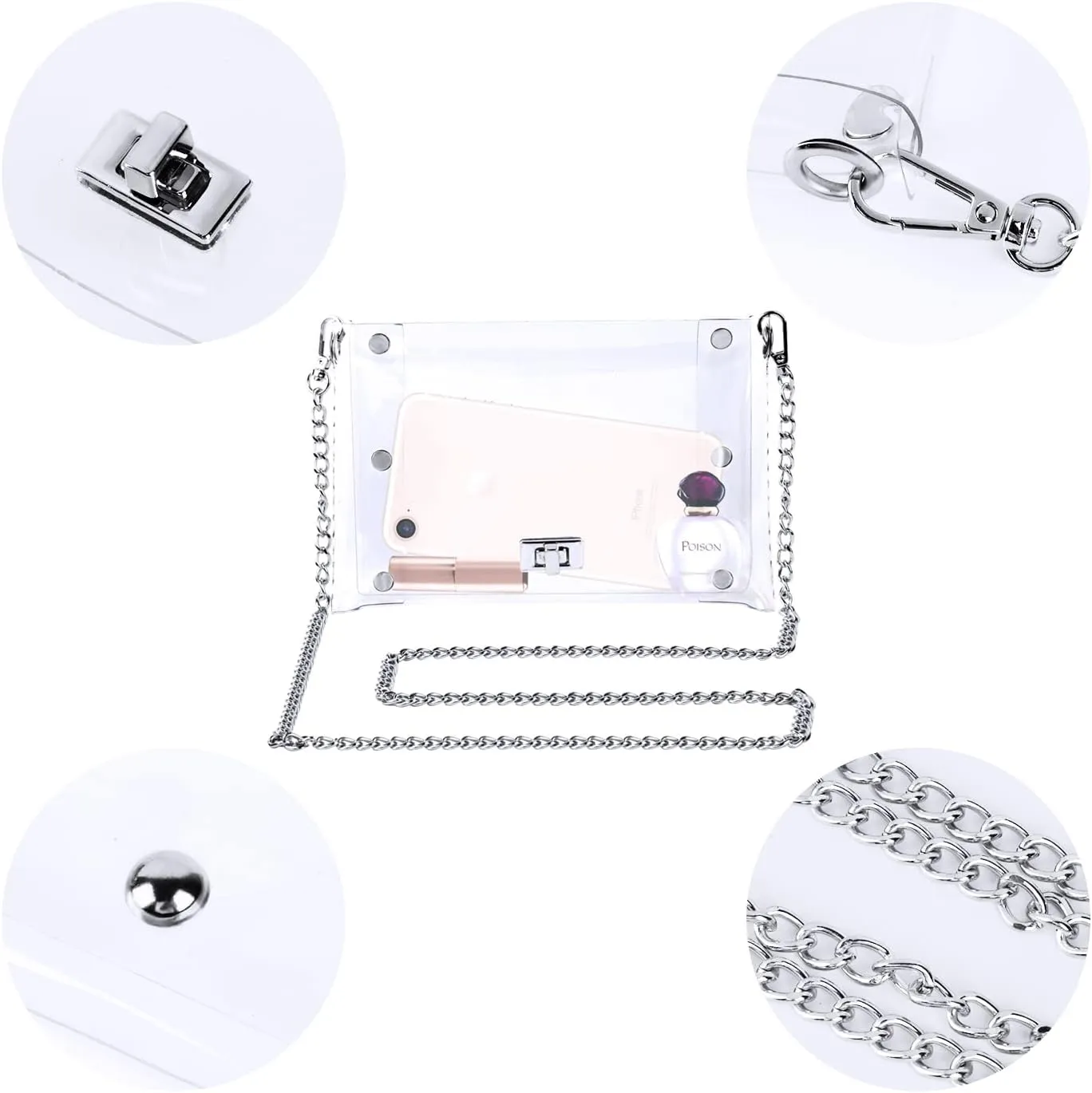 Transparent Clutch Clear Purse Crossbody Shoulder Bags Stadium Approved Bags
