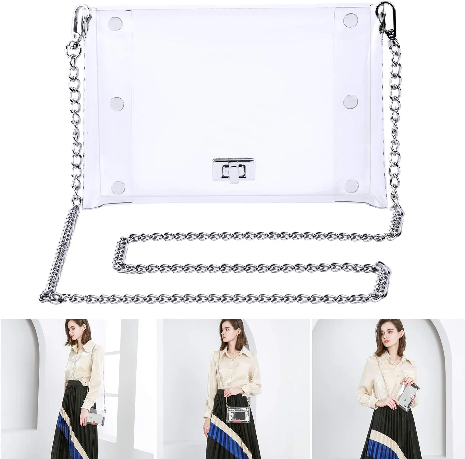 Transparent Clutch Clear Purse Crossbody Shoulder Bags Stadium Approved Bags