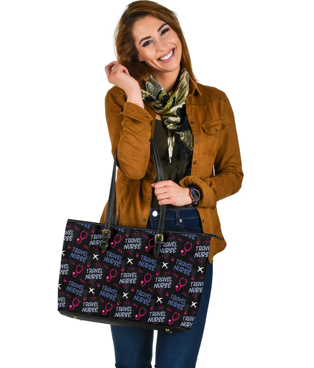 Travel Nurse Large PU Faux Leather Tote Bag