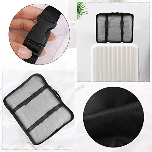Travel Packing Cubes, 9 PCS Travel Organizer Set Foldable Luggage Bags Lightweight Travel Storage Pouch with Cable Storage Bag (black)