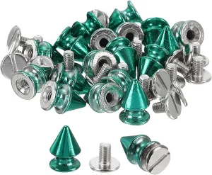 uxcell 50Sets Cone Spike Stud Rivet, 8x12mm Screw Back Tree Studs and Spikes for Leather Craft, Clothing, Shoes, Belts, Bags (Bright Blue)