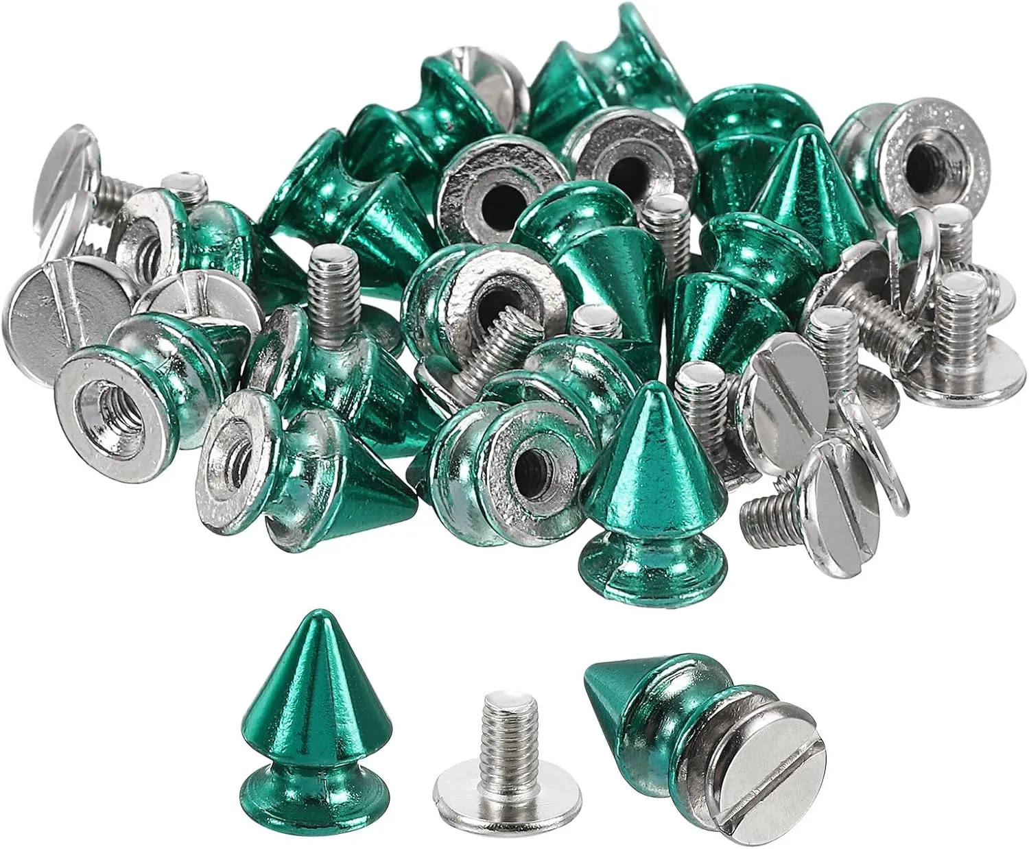 uxcell 50Sets Cone Spike Stud Rivet, 8x12mm Screw Back Tree Studs and Spikes for Leather Craft, Clothing, Shoes, Belts, Bags (Bright Blue)