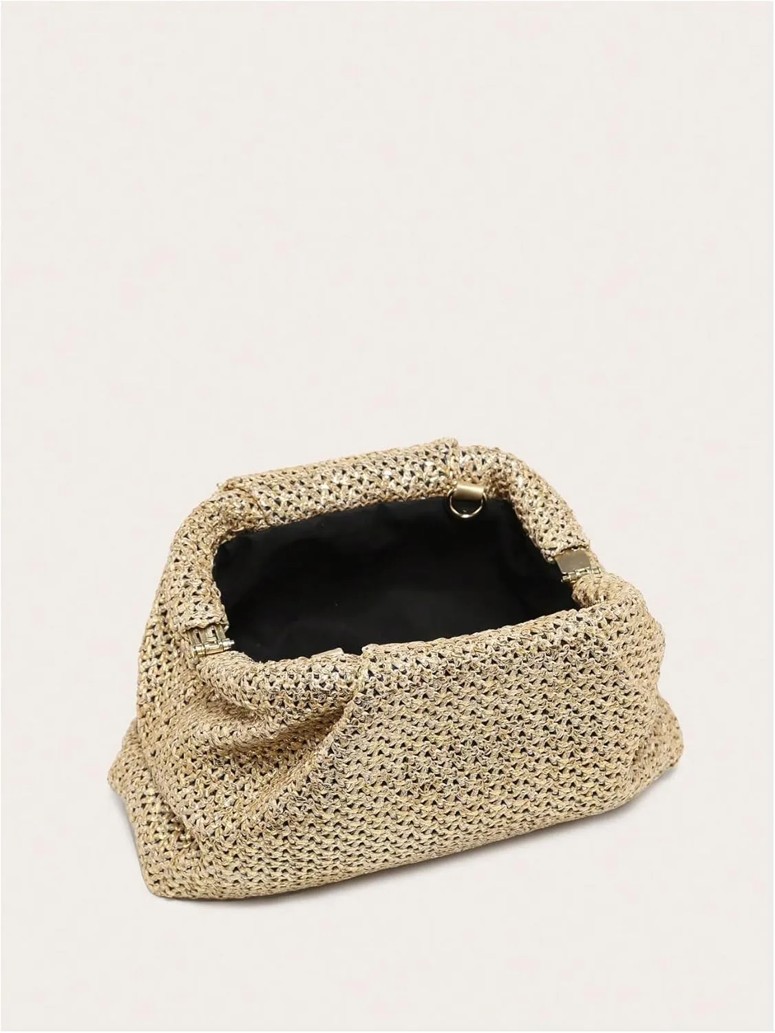 Verdusa Women's Straw Woven Clutch Handbags Striped Dumpling Clutch Purses