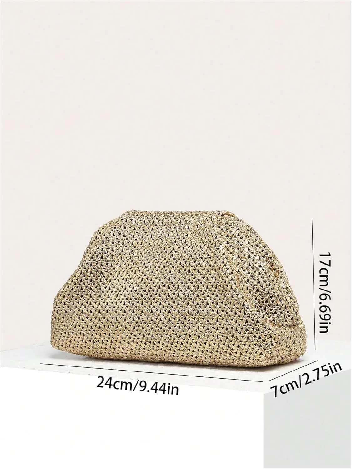 Verdusa Women's Straw Woven Clutch Handbags Striped Dumpling Clutch Purses