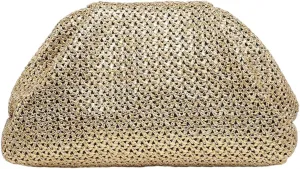 Verdusa Women's Straw Woven Clutch Handbags Striped Dumpling Clutch Purses