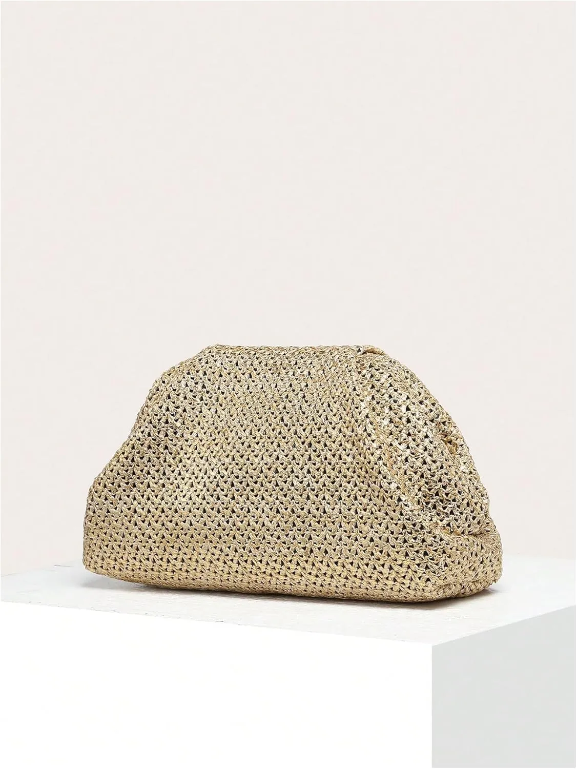 Verdusa Women's Straw Woven Clutch Handbags Striped Dumpling Clutch Purses