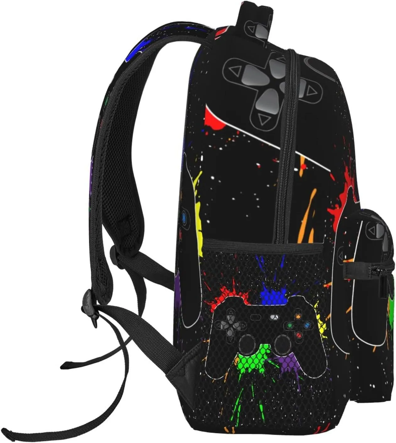 Video Game Joystick Splash Cool Backpack For School Laptop Bags Bookbag Big Casual Daypack For Student Girls Boys Kids Teens Travel Sports Work