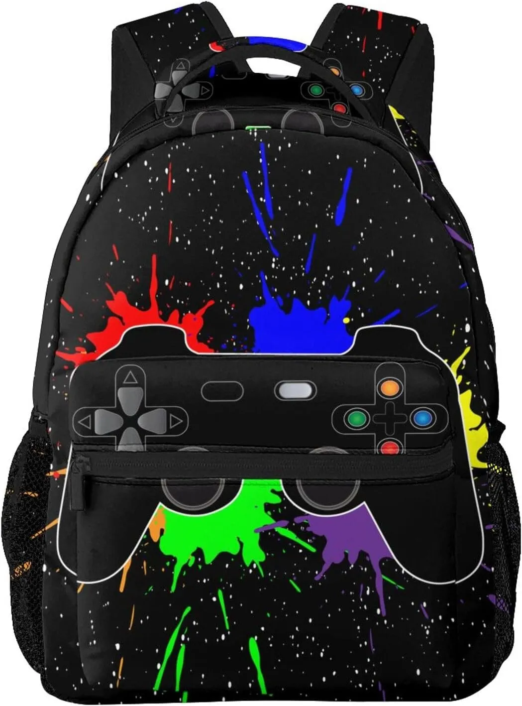 Video Game Joystick Splash Cool Backpack For School Laptop Bags Bookbag Big Casual Daypack For Student Girls Boys Kids Teens Travel Sports Work