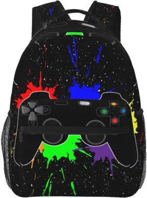 Video Game Joystick Splash Cool Backpack For School Laptop Bags Bookbag Big Casual Daypack For Student Girls Boys Kids Teens Travel Sports Work