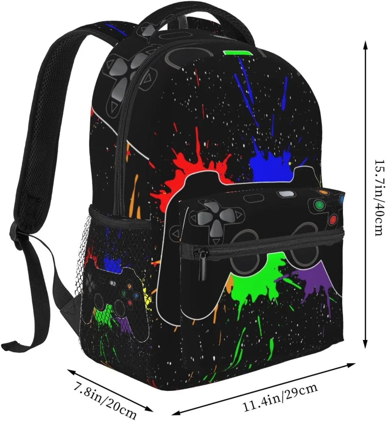 Video Game Joystick Splash Cool Backpack For School Laptop Bags Bookbag Big Casual Daypack For Student Girls Boys Kids Teens Travel Sports Work