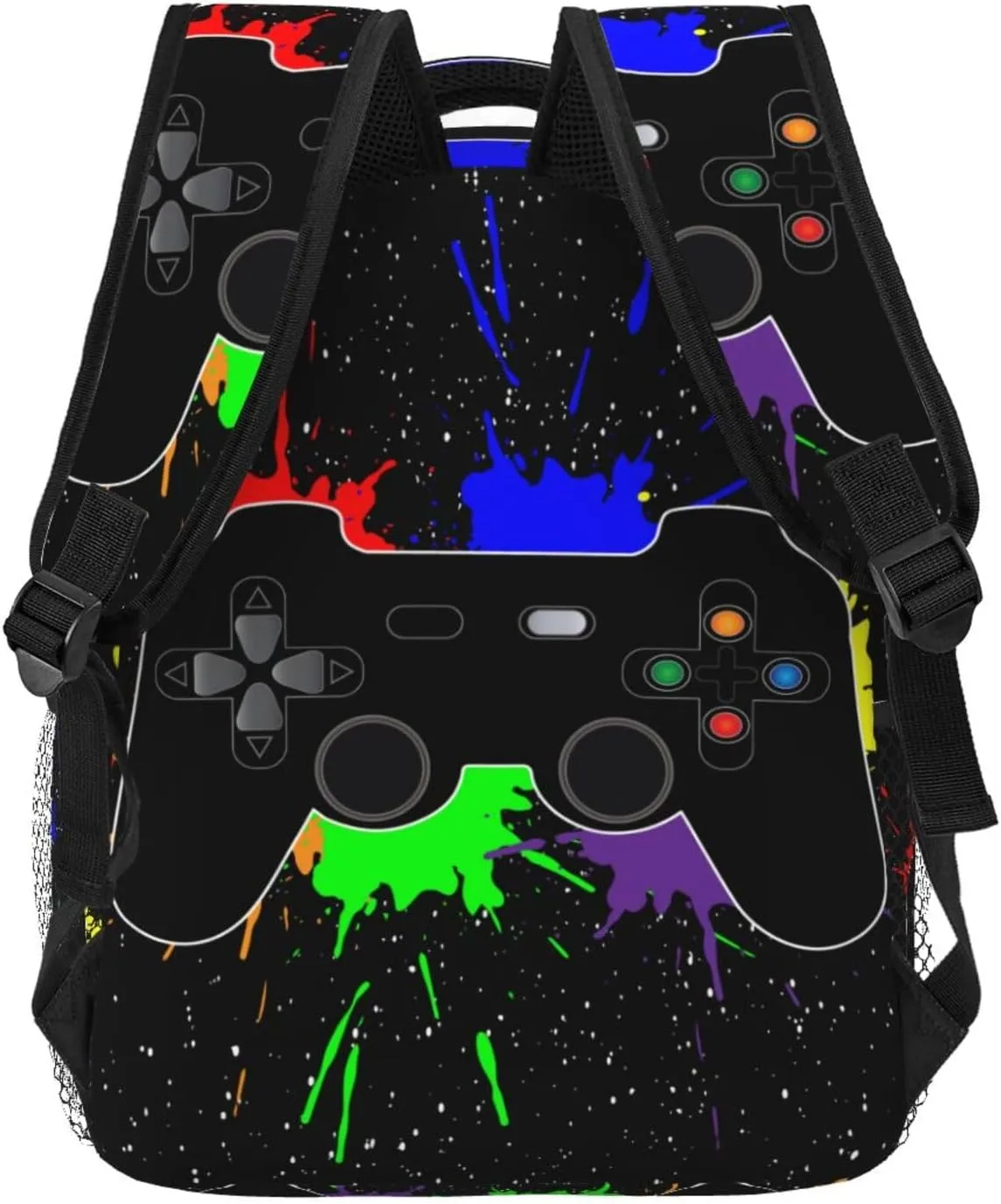 Video Game Joystick Splash Cool Backpack For School Laptop Bags Bookbag Big Casual Daypack For Student Girls Boys Kids Teens Travel Sports Work
