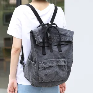 Vintage Washed Denim Backpack Women Teenager Casual Back To School Bag Female Design Fabric Soft Daily Daypack Student Big Bag