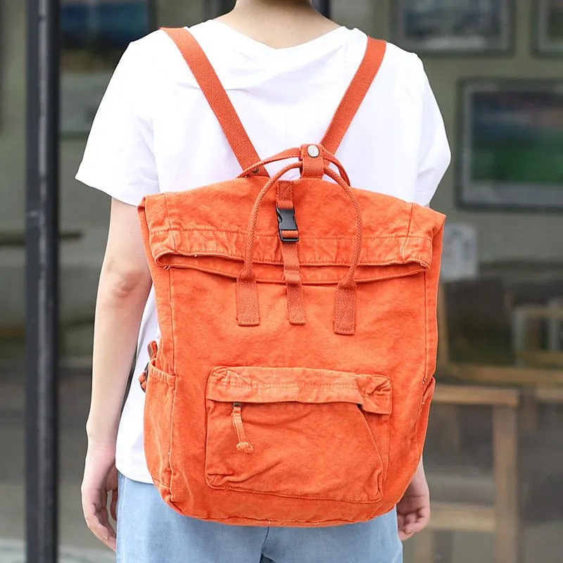 Vintage Washed Denim Backpack Women Teenager Casual Back To School Bag Female Design Fabric Soft Daily Daypack Student Big Bag