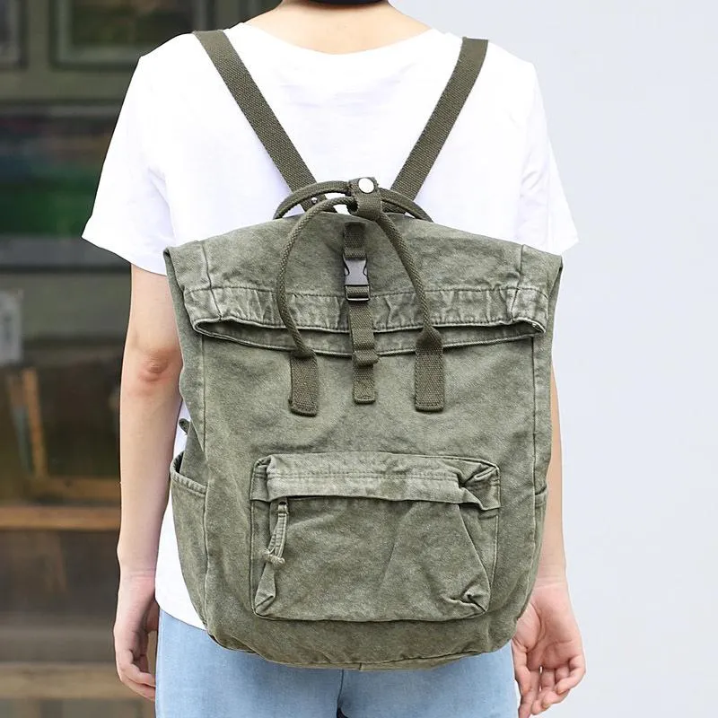 Vintage Washed Denim Backpack Women Teenager Casual Back To School Bag Female Design Fabric Soft Daily Daypack Student Big Bag