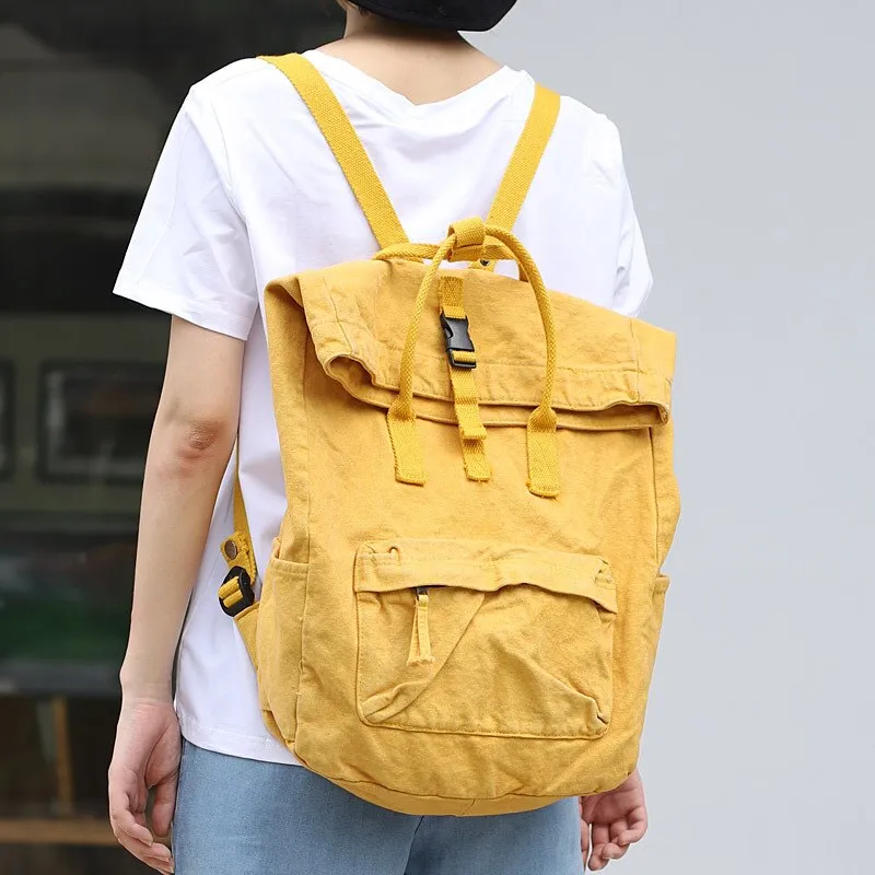 Vintage Washed Denim Backpack Women Teenager Casual Back To School Bag Female Design Fabric Soft Daily Daypack Student Big Bag