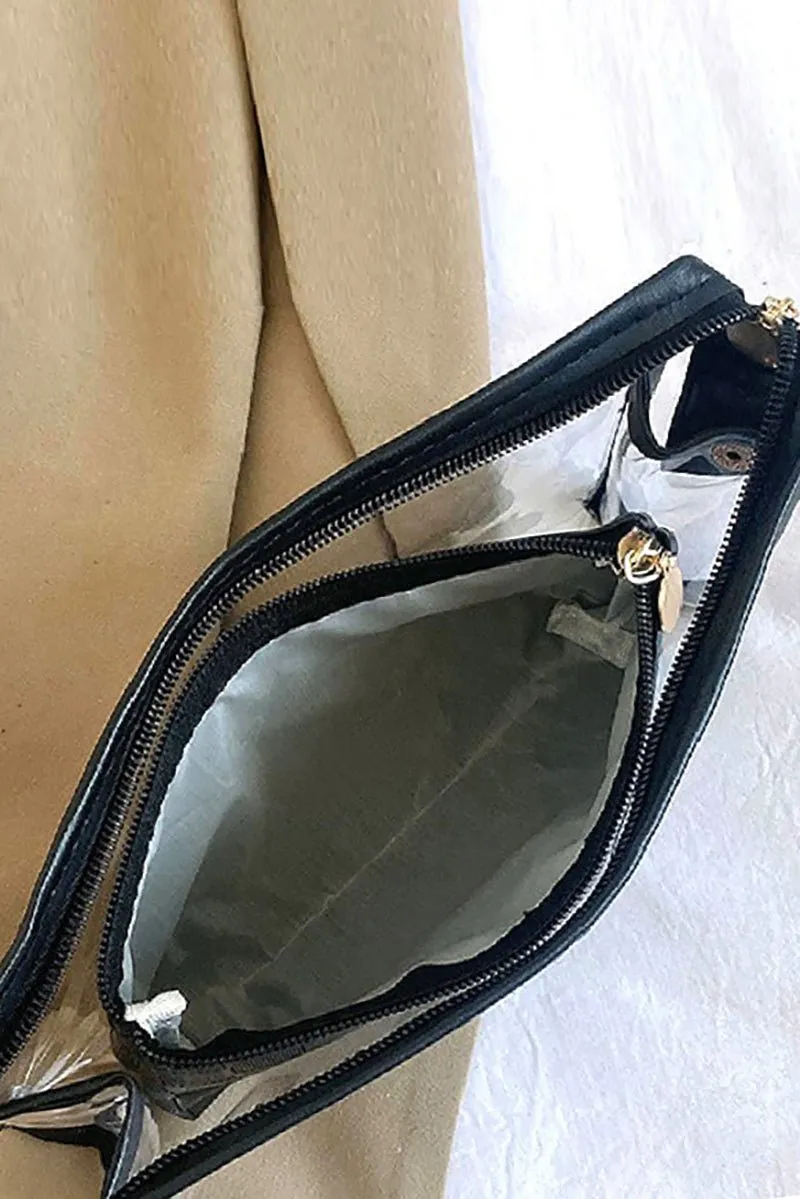 Zenana Checked & Chic Black Cosmetic Bag Set