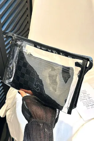 Zenana Checked & Chic Black Cosmetic Bag Set