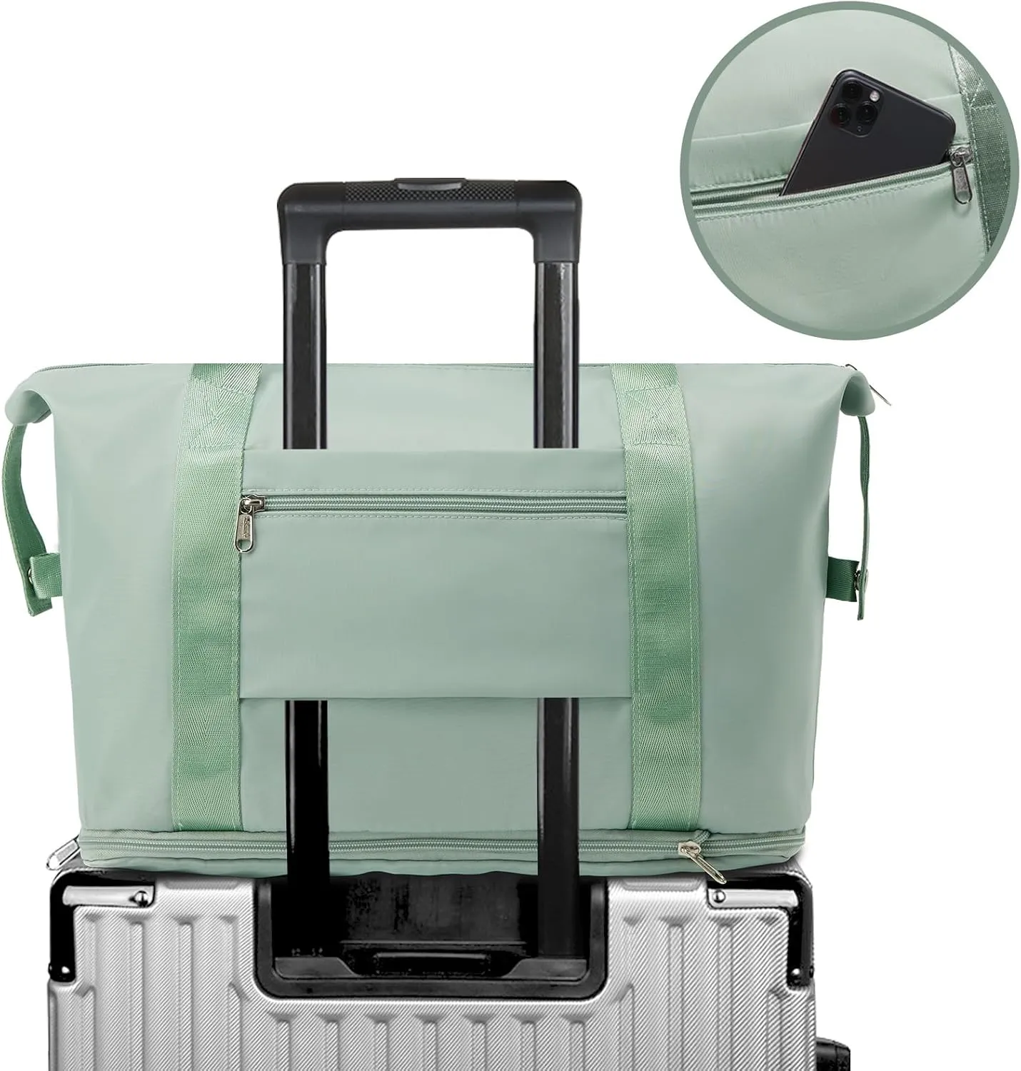 ZGWJ Travel Tote Bags, Expandable Overnight Weekender Bag for Women Foldable Carry-On