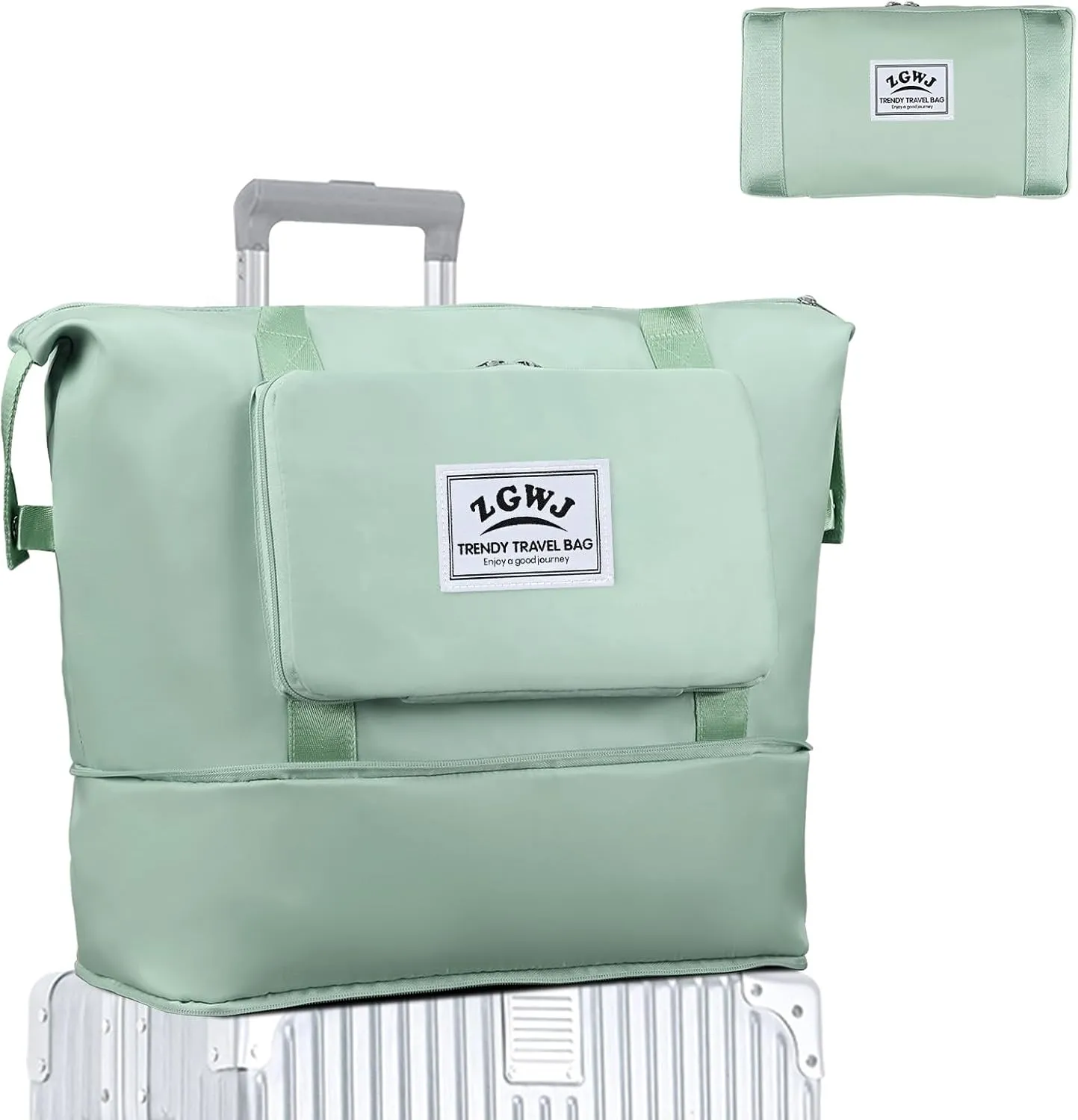 ZGWJ Travel Tote Bags, Expandable Overnight Weekender Bag for Women Foldable Carry-On