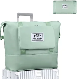 ZGWJ Travel Tote Bags, Expandable Overnight Weekender Bag for Women Foldable Carry-On